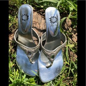 Yellow Box Embellished Silver Sandals